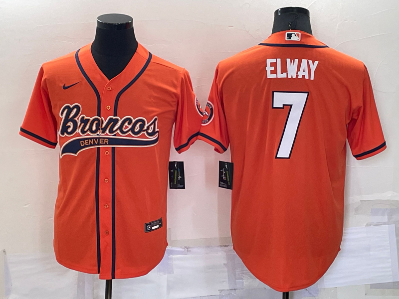 Men's Denver Broncos John Elway #7 Orange Jersey Joint Edition